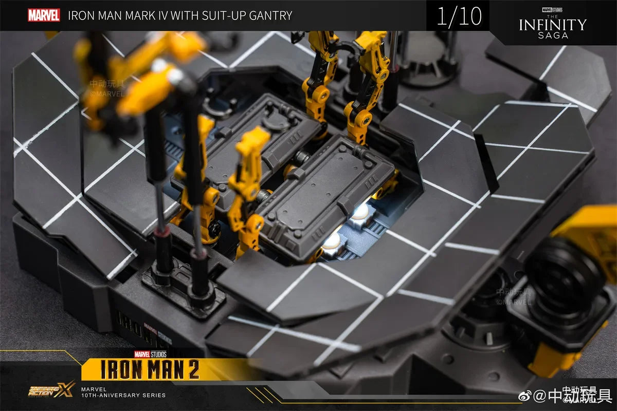 ZD Original Iron Man SUIT-UP GANTRY 1/10 Marvel Legend Demolition stand LED Light MK6 MK4 Armor Tony Stark Model Action Figure