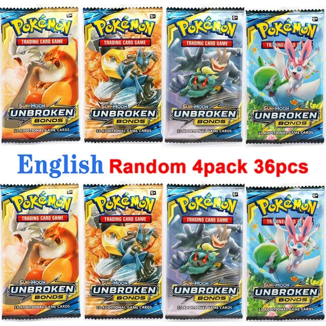 4 Pack Pokemon Cards 151 Team up Sun & Moon Thunder English Trading Card Collectible