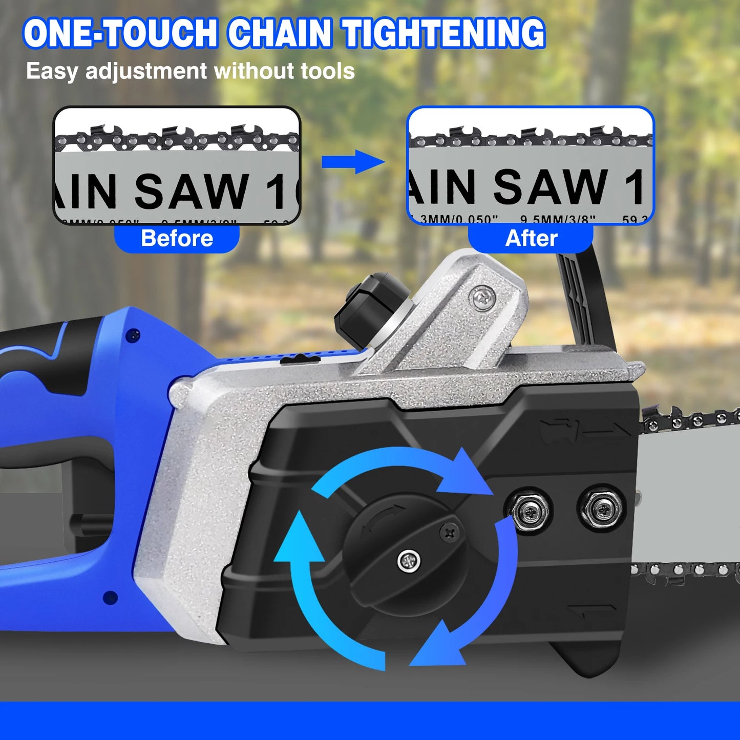 16 Inch Cordless Electric Chainsaw with 2 Battery and Charger,Brushless Handheld for Wood Cutting, Tree Pruning