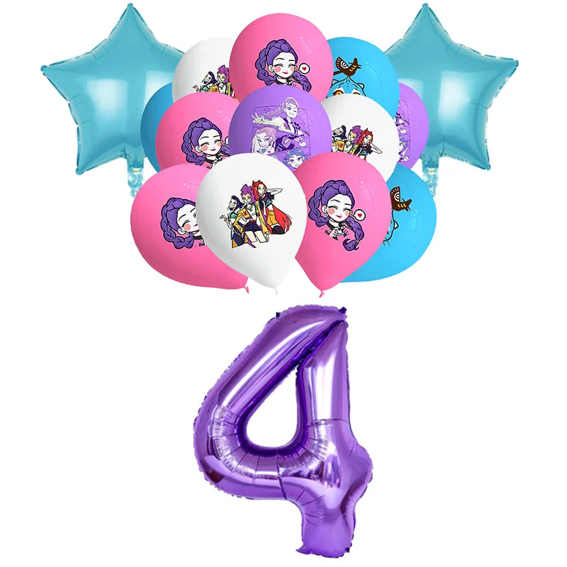 NEW Kpop Demon Hunter Decoration Birthday Supplies Kpop Birthday Theme Ballons Plate Cup Napkin Gift Bag Background Party Favor