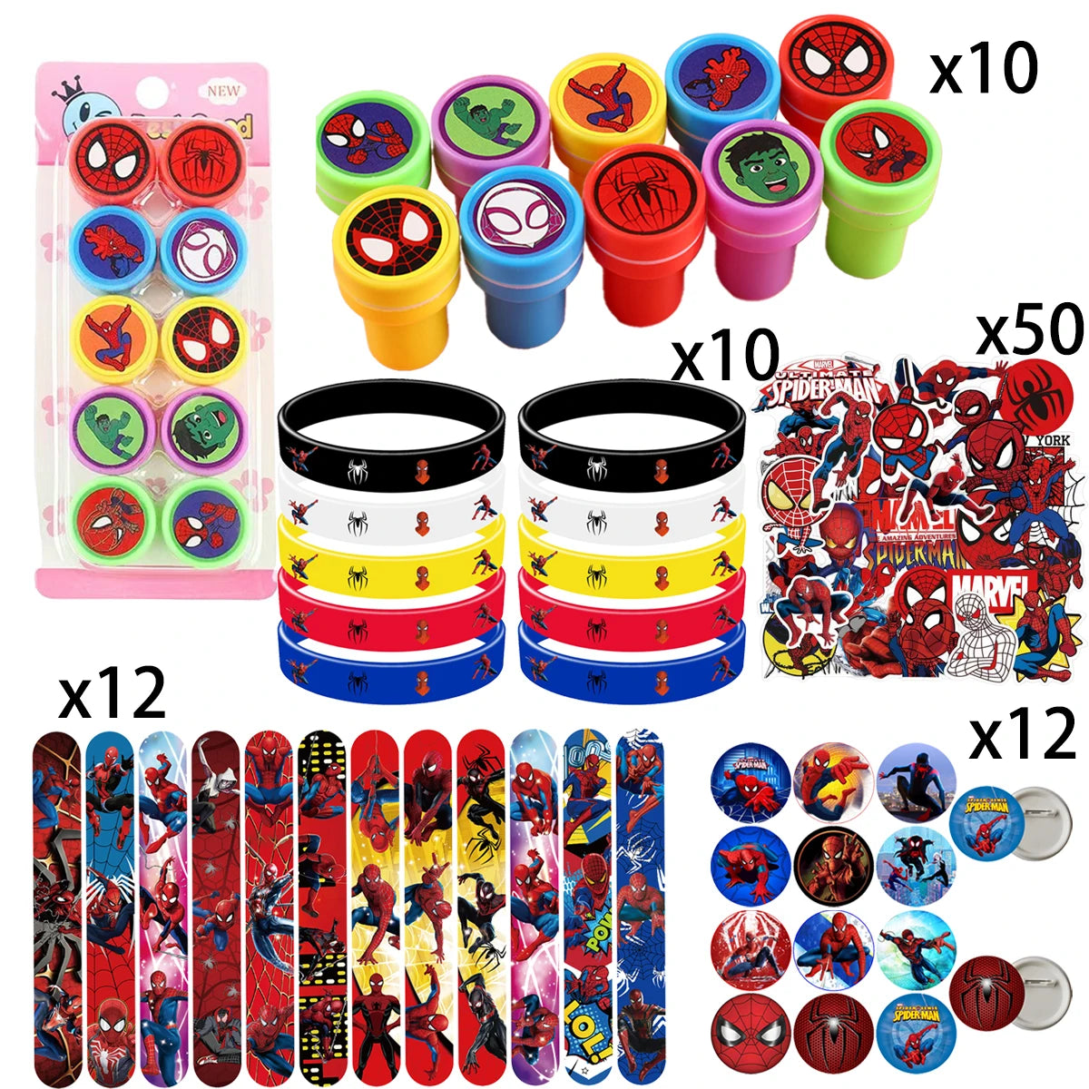 Spidey And His Amazing Friends Party Supplies Kids Favor Gift Stampers Stickers Spiderman Christmas Party Decor Bags Stuffer