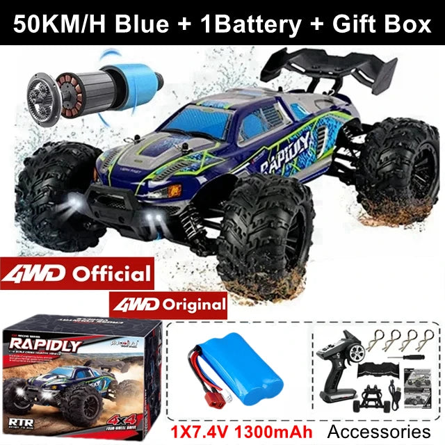 4WD 1:16 80KM/H Super Brushless 50KM/H Brushed RC Car 4x4 Off Road High Speed Drift Racing Truck Toy Kids Adults