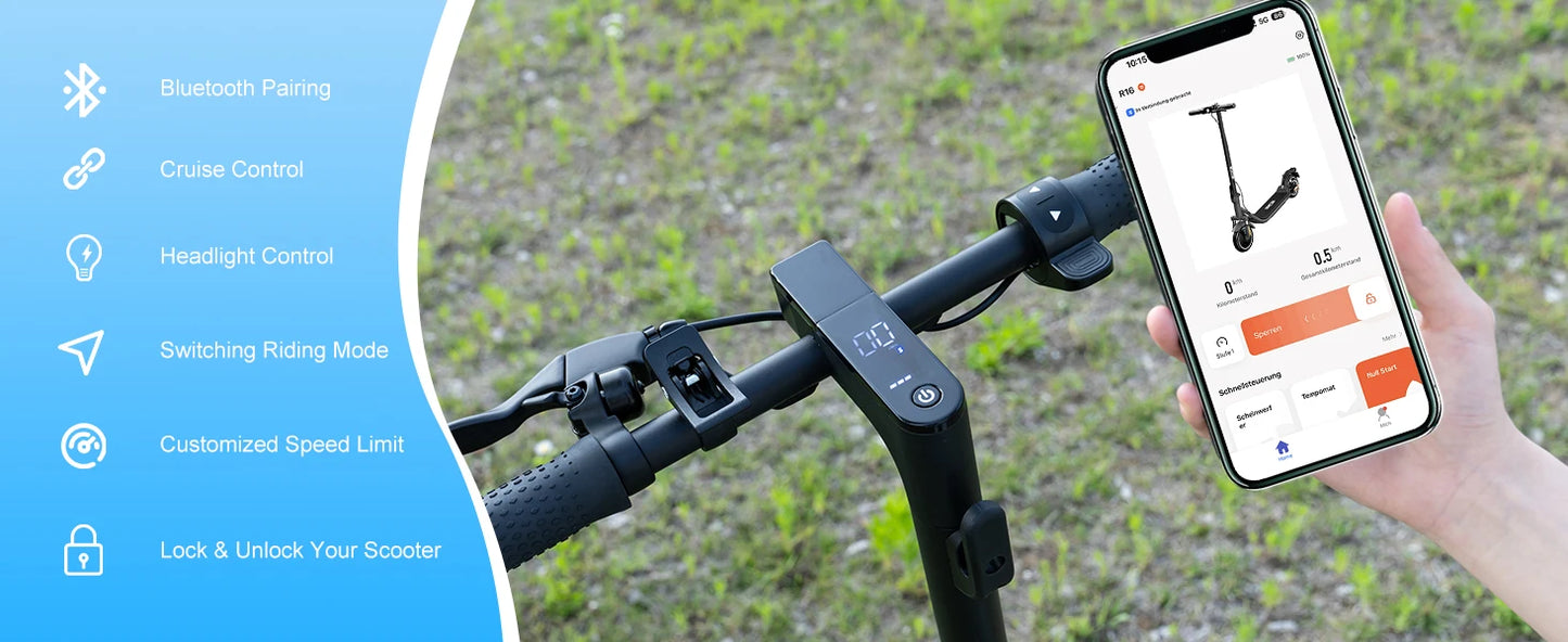RCB R16 Electric Scooter 300W 25kmh 23 to 29km Range Foldable and App Control Superior For Adults Urban Riding