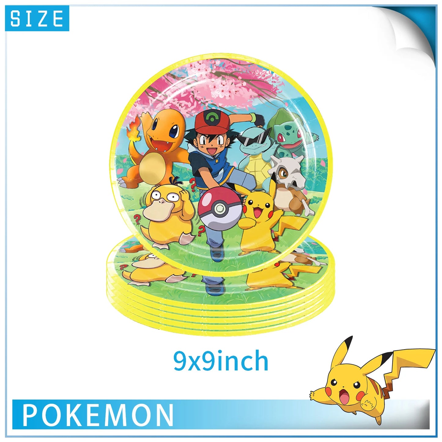 Pikachu Birthday Party Supplies Pokemon Decorations Favor Gifts - Foil Balloons Disposable Stickers Bracel Banner for Fan Events