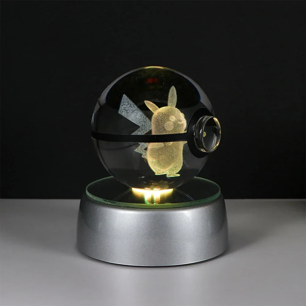 Pokemon 3D Crystal Ball Pikachu Gengar Eevee Mewtwo Anime Led Night Light