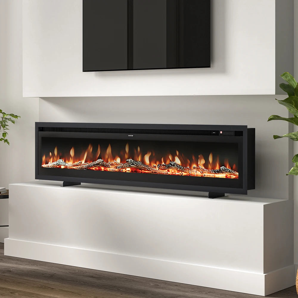 70/80 Inch Electric Fireplace with Remote 12 Flame Colours 1800W Home Decoration