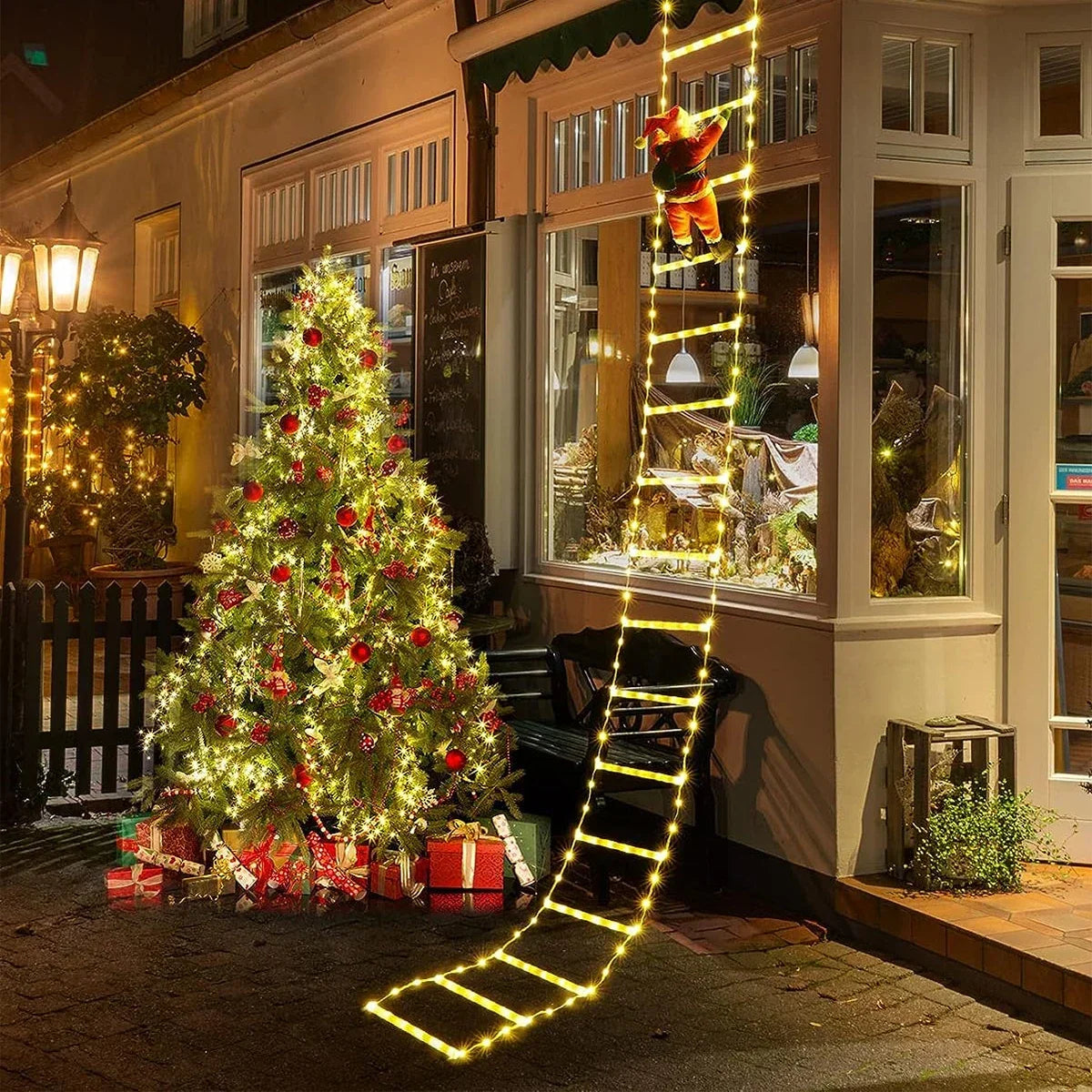 3M Santa Claus Climbing Ladder Warm Light Christmas Decoration Home Outdoor