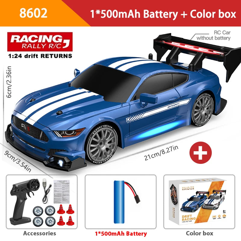 1:24 High Speed RC Drift Vehicle Cars Mustang 4WD Remote Control Racing Car Gift Toy