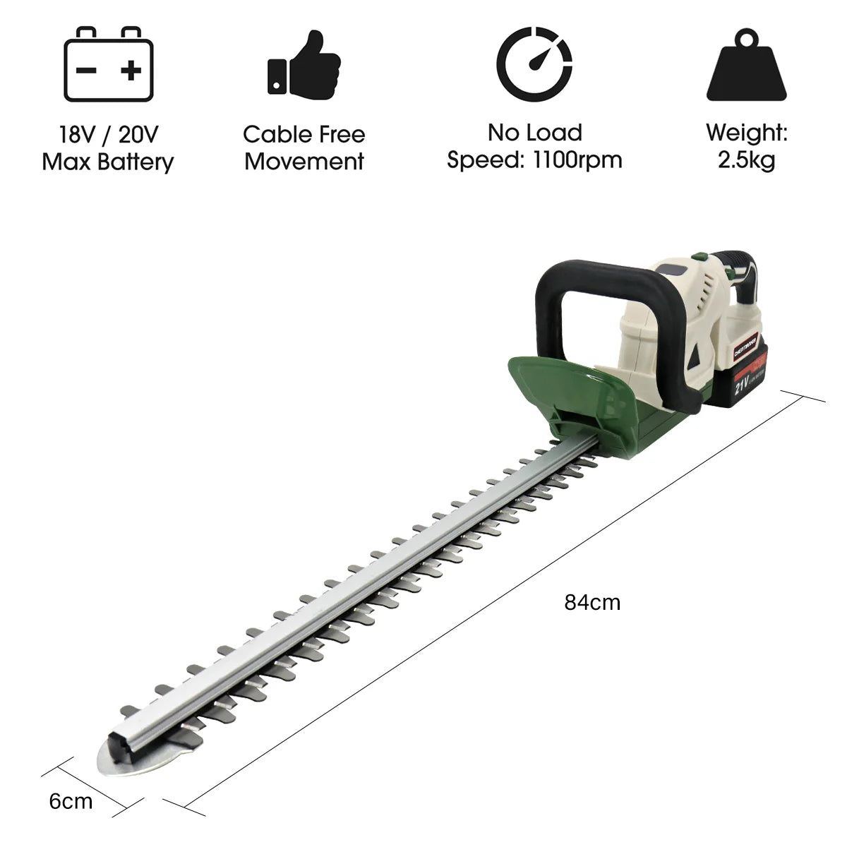 Brushless Cordless Electric Hedge Trimmer Garden Cutter with 2 Batteries