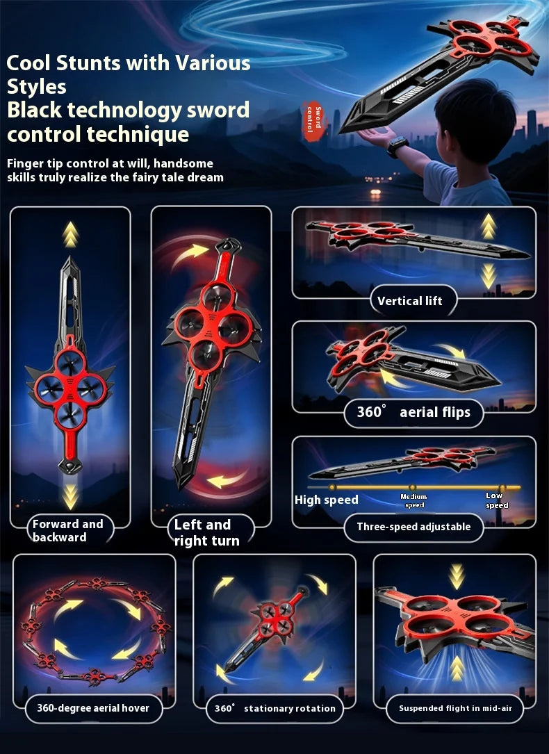70cm Remote Flying Sword Drone,Rc Glider For Adults,3-Speed Stunt Hand Remote Controlled,Drop-Resistant Material,360° Stunt Flip