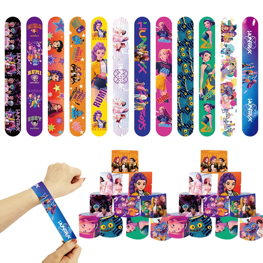 12/24/36/48pcs K-POP Demon Hunters Slap Bracelets Birthday Party Favors Gift Bag Christmas Stocking Fillers