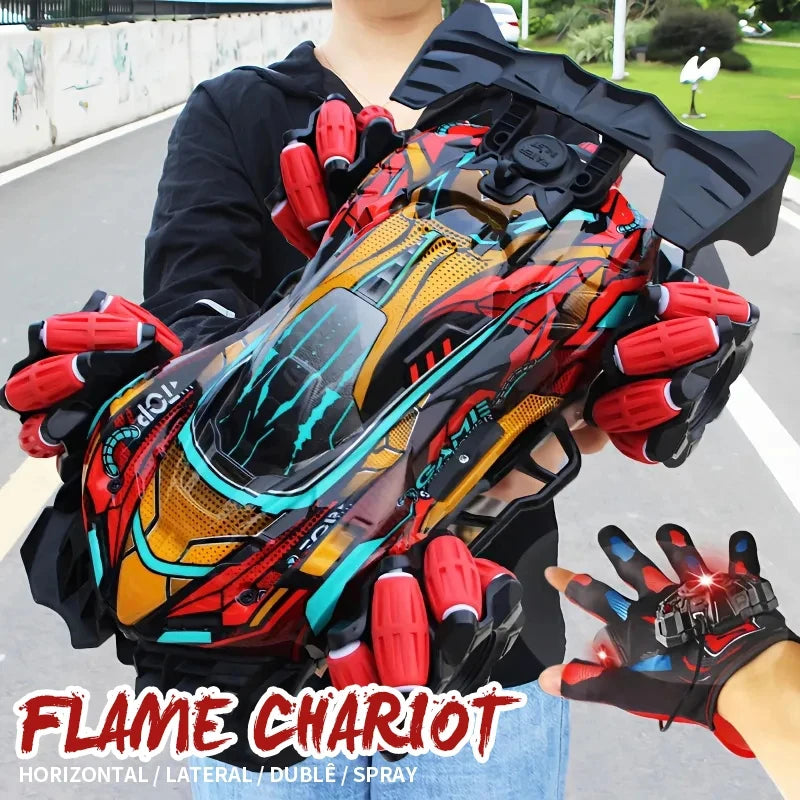 F1 RC Drift Car With Music Led Lights 2.4G Glove Gesture Radio Remote Control Spray Stunt Cars