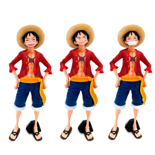 Hot 28cm One Piece Luffy Three Form Face Changing Doll Action Figurine Model Toys