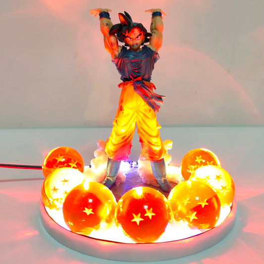 Dragon Ball Anime Son Goku Spirit Bomb with Ball Lamp Led Bulb Action Figures Model Figurine Figure & Base & Lamp DIY Decoration