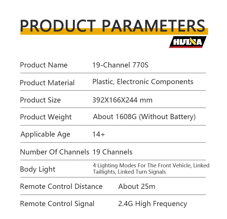 770S Alloy Tractor 19CH RC Truck 1/18 2.4G remote control Engineering Trailer Truck with Light and Sound Toys