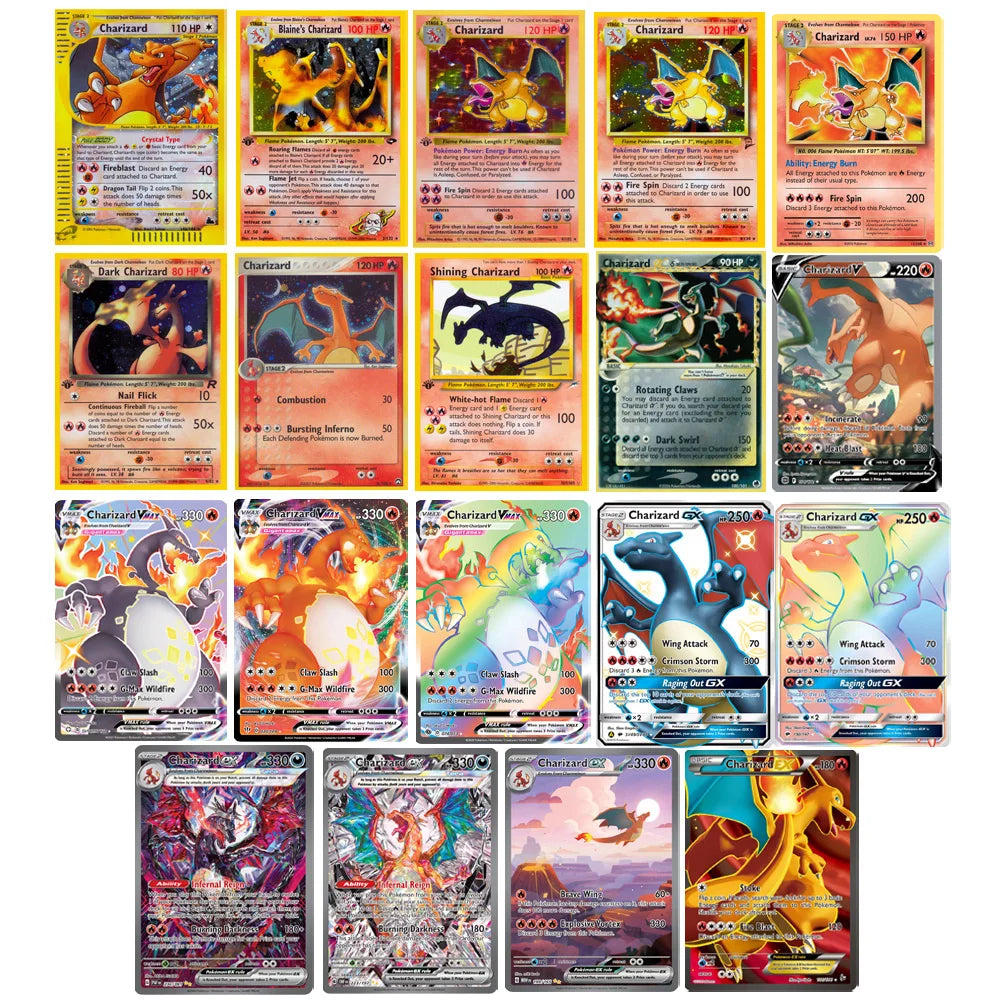 Charizard Pokemon Cards Shining CHolographic Ex GX VMX Hobbies Rare Collection