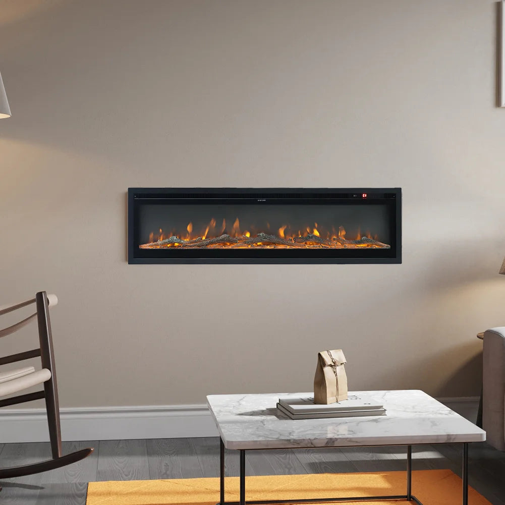 50 Inch Fireplaces LED Recessed Wall Mounted Freestanding Electric Fireplace 9 Flame Colors with Remote Control