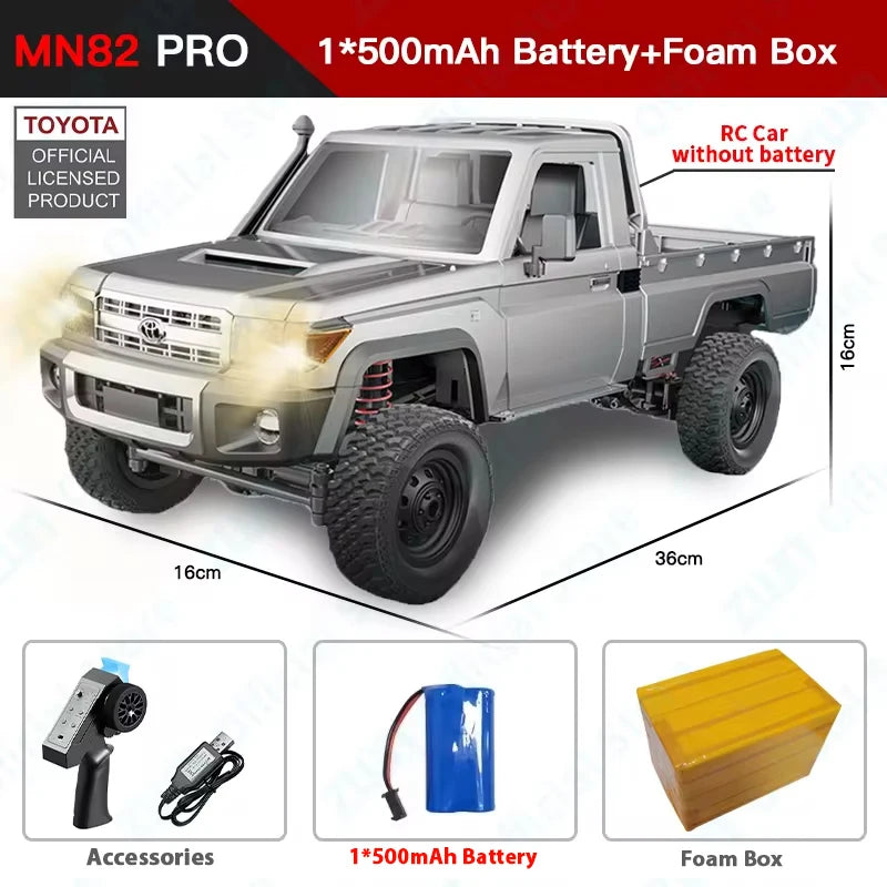 1:12 Full Scale RC CAR MN82 PRO Controllable Headlights 2.4G 4WD Off-Road Car Pick Up Truck Toy for Kids Gifts