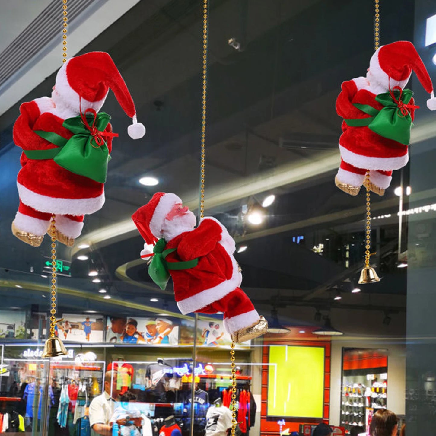 Animated Electric Santa Claus on Rope with Music Christmas Ornament Holiday Decoration Gift