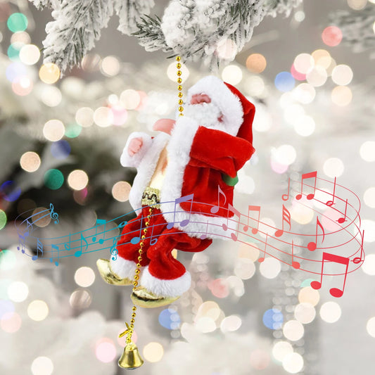 Animated Electric Santa Claus on Rope with Music Christmas Ornament Novelty Holiday Decoration Gift