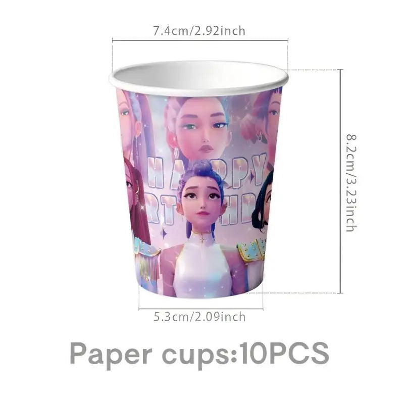 NEW Kpop Demon Hunter Decoration Birthday Supplies Kpop Birthday Theme Ballons Plate Cup Napkin Gift Bag Background Party Favor