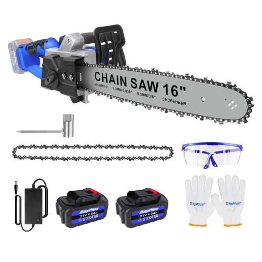 16 Inch Cordless Electric Chainsaw with 2 Battery and Charger,Brushless Handheld for Wood Cutting, Tree Pruning