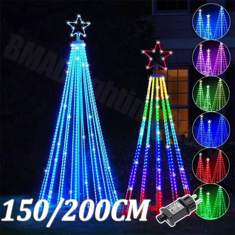 Control Christmas NEW LED Tree Indoor Outdoor Metal Ring Led String Decorative Light