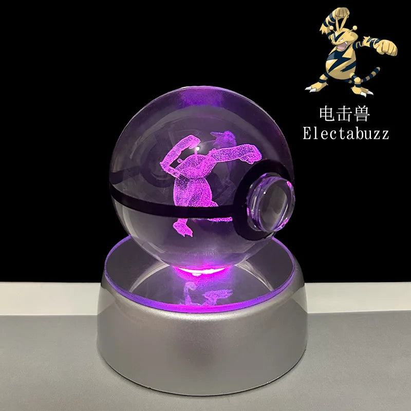 Pokemon 3D Crystal Ball Pikachu Gengar Eevee Mewtwo Anime Led Night Light