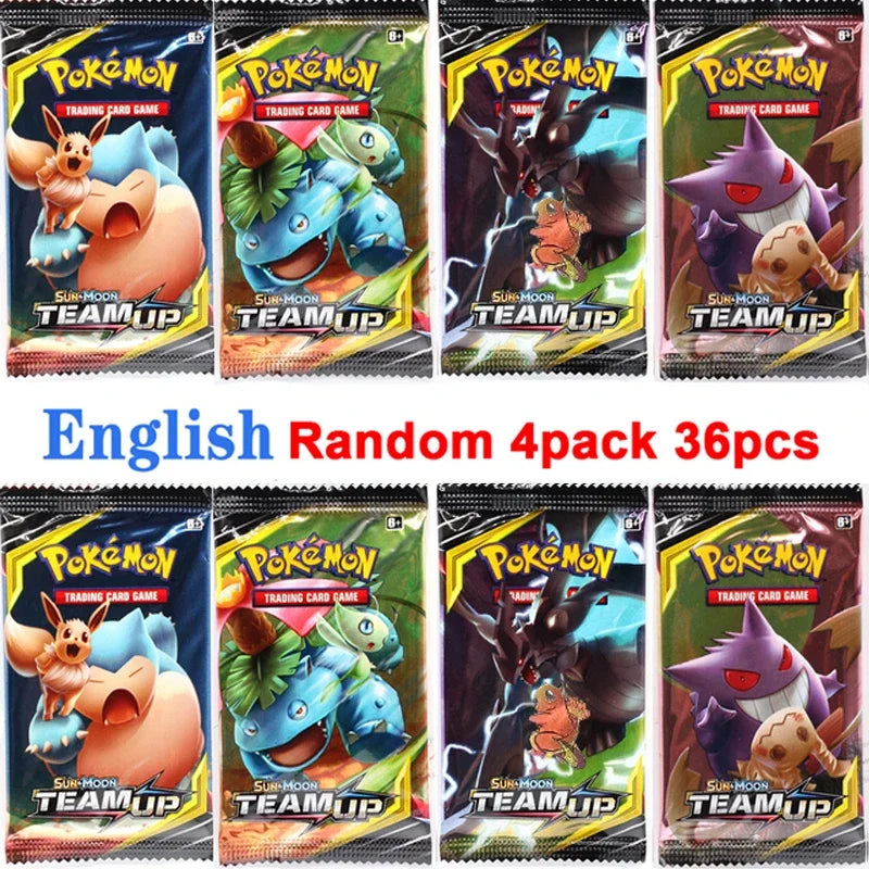 4 Pack Pokemon Cards 151 Team up Sun & Moon Thunder English Trading Card Collectible