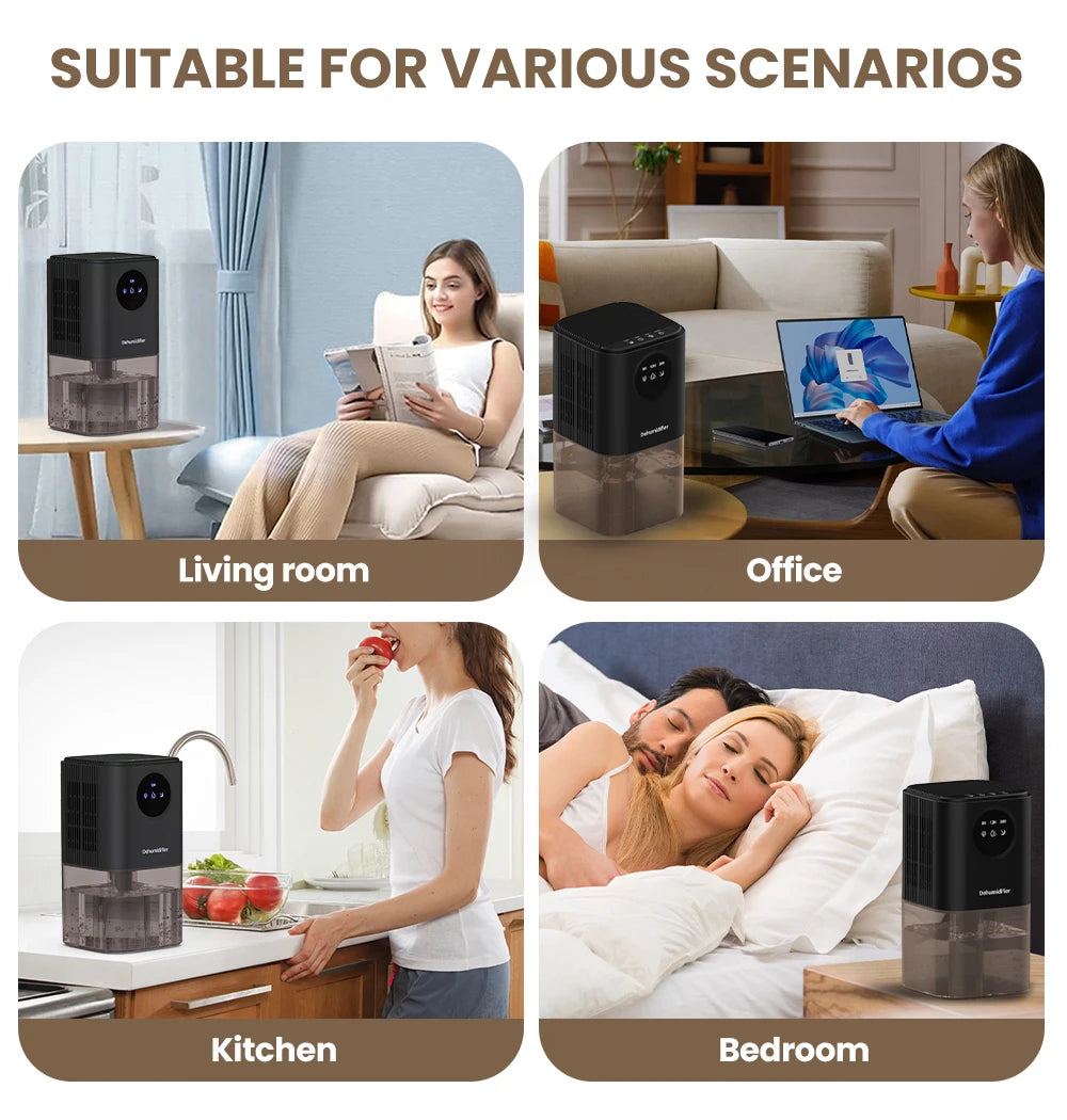 Portable Dehumidifier With 35 Ounces Capacity, Silent Operation, With Romantic Colorful Lights, Timer Switch