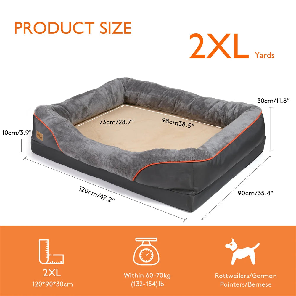 Jumbo Large Orthopedic Dog Bed Memory Foam Pet Sofa Couch Waterproof Elevated Cushion Warm & Removable Cover