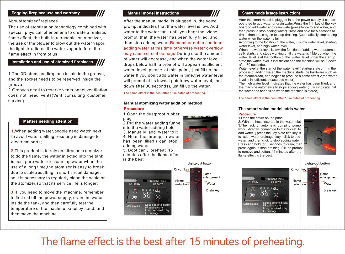 3D Water Electric Fireplace Mist Embedded Remote Control APP Interior Decoration