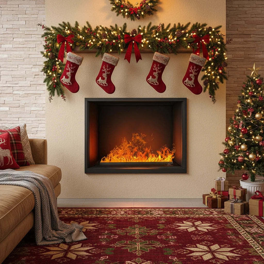 Water Vapor Fireplace Germicidal UV Lamps Customized 3D Flame Electric Fireplace Tv Stand