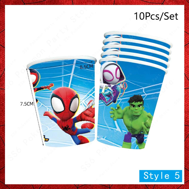 Spiderman Birthday Party Decorations Disposable Tableware Plate Cup Napkins Bags Supplies Set