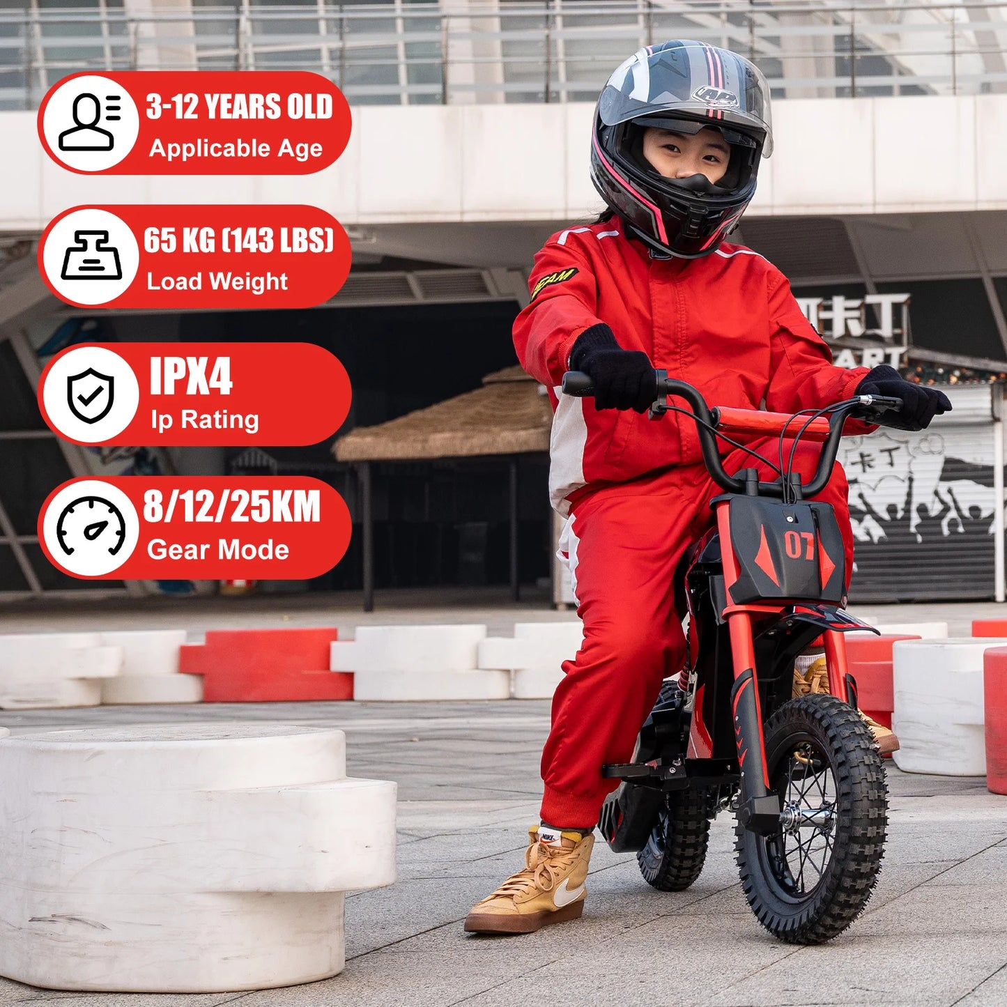 EVERCROSS PLUS Electric Moto for Kids EV12M - 300W Motor, Max Speed 25 km/h, 15 km Range, 12 Inch Tires, Dirt Bike for Ages 3-12