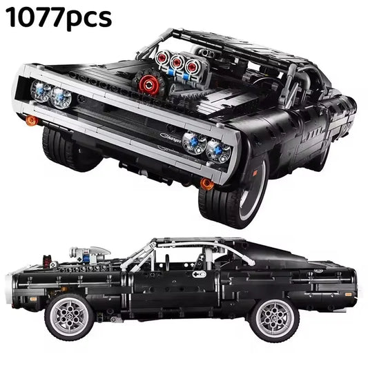 Technical Car Dodged Charger Racing Car Building Blocks Model Movie Fast And Furious Famous Vehicle