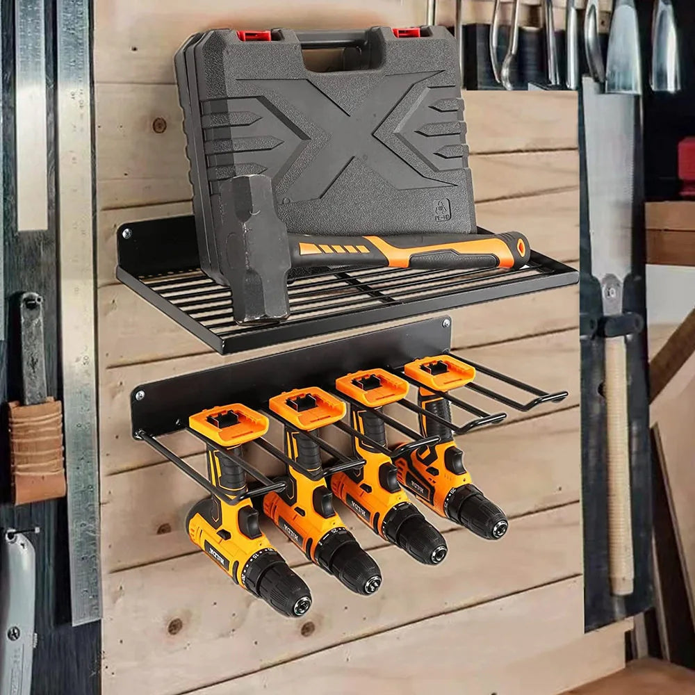 3-Layer Power Tool Organizer Wall Tool Shelf Cabinet Electric Drill Tool Trolley Storage for Garage Workshop