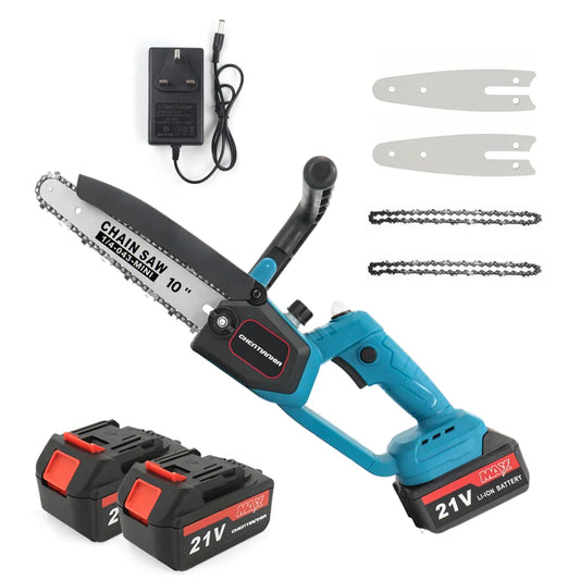 10inch 4000W Mini Cordless Chainsaw Electric One-Hand Wood Cutter 2 Batteries for Trimming