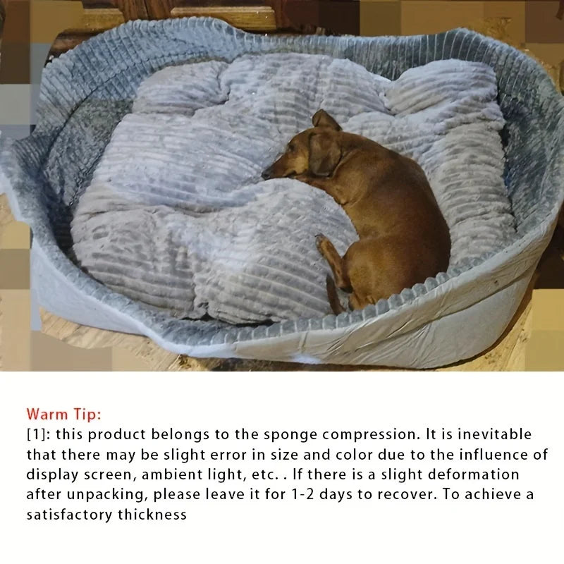 Super Soft Chew Resistant Dog Bed, Luxury Plush Thickened Mat, Machine Washable All Season Pet Sofa Cushion for Small Large Dogs