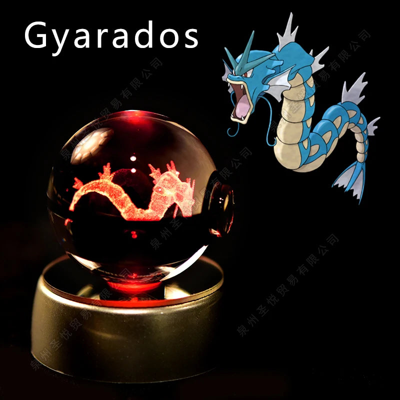 Pokemon Crystal Ball 3D Pikachu Gengar Mewtwo Night Light Lamp