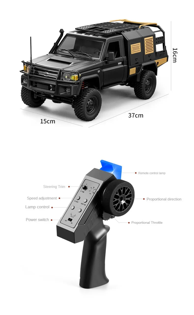 4WD Full Scale RC Pickup Short Truck 2.4G Remote Control Climbing Off-road Car Toys for Kids Christmas Gift