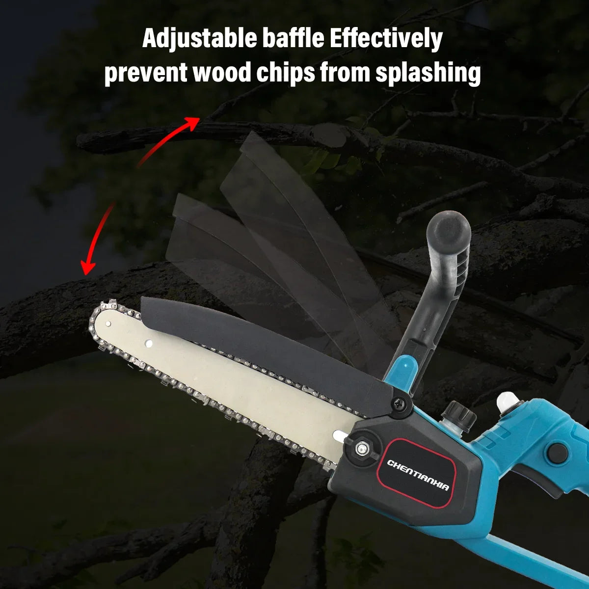 10inch 4000W Mini Cordless Chainsaw Electric One-Hand Wood Cutter 2 Batteries for Trimming