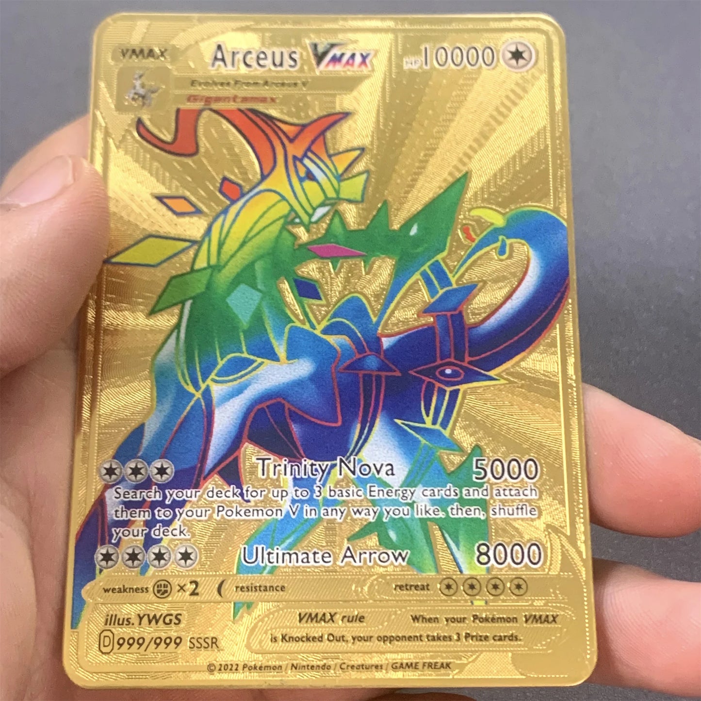 10000 Arceus Vmax DIY Golden Pokemon Metal Cards English in Iron Pokmo Letters Collection Card