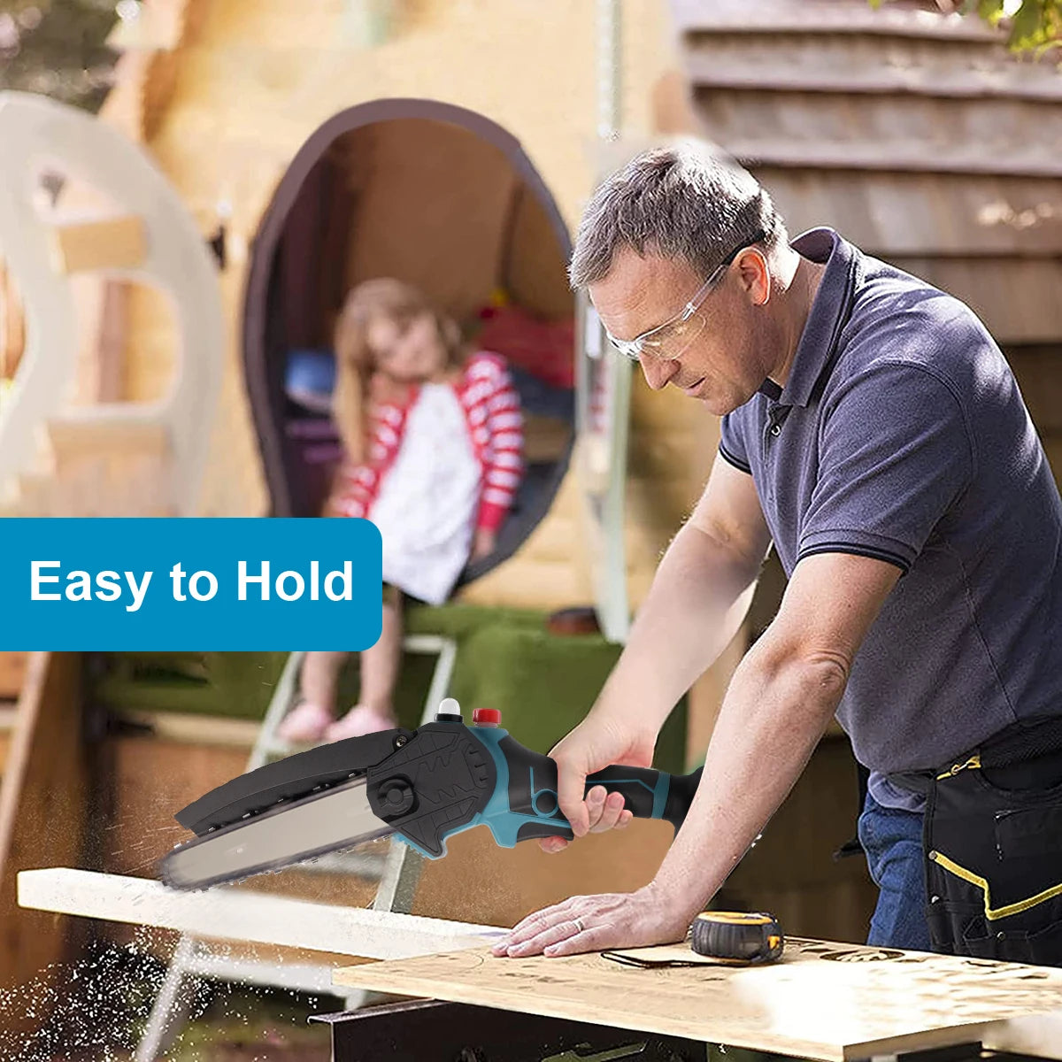8 inch Mini Cordless Woodworking Handheld Garden Electric Saw Cutting Power Tool Makita 21V Battery