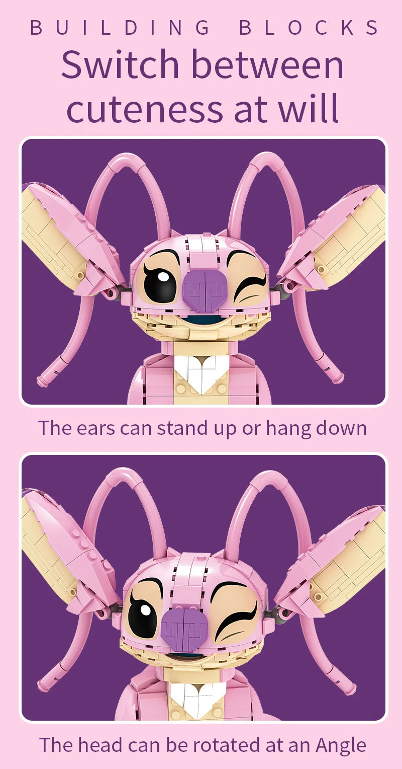 New Stitch Angel CP Building Blocks 2025 - Large Piece Cartoon Toys with Moving Ears Gift for Birthday