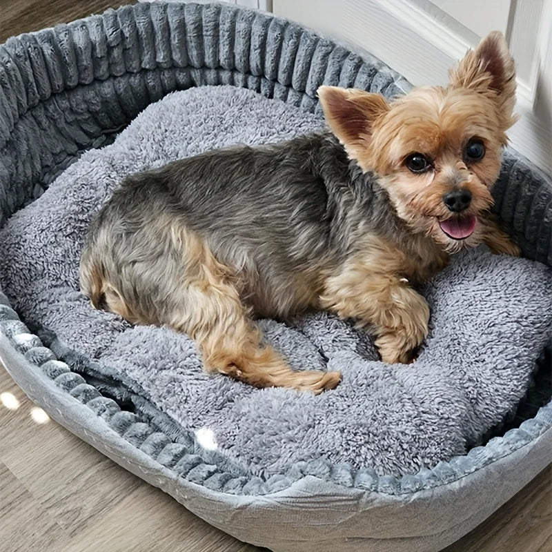 Super Soft Chew Resistant Dog Bed, Luxury Plush Thickened Mat, Machine Washable All Season Pet Sofa Cushion for Small Large Dogs