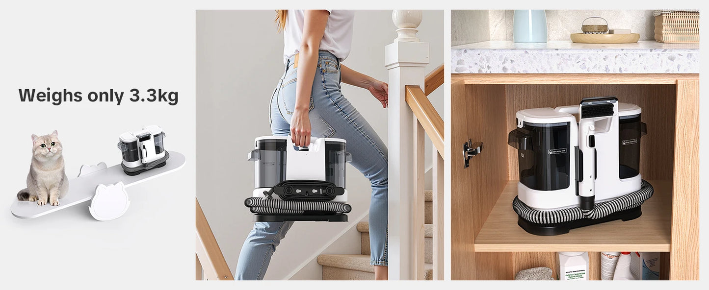 Lubluelu V8 800W Hot Water Carpet Cleaner  60°C Deep Clean Pet Stains 15kPa Strong Suction 5M Long Power Cord 1.75L Tank