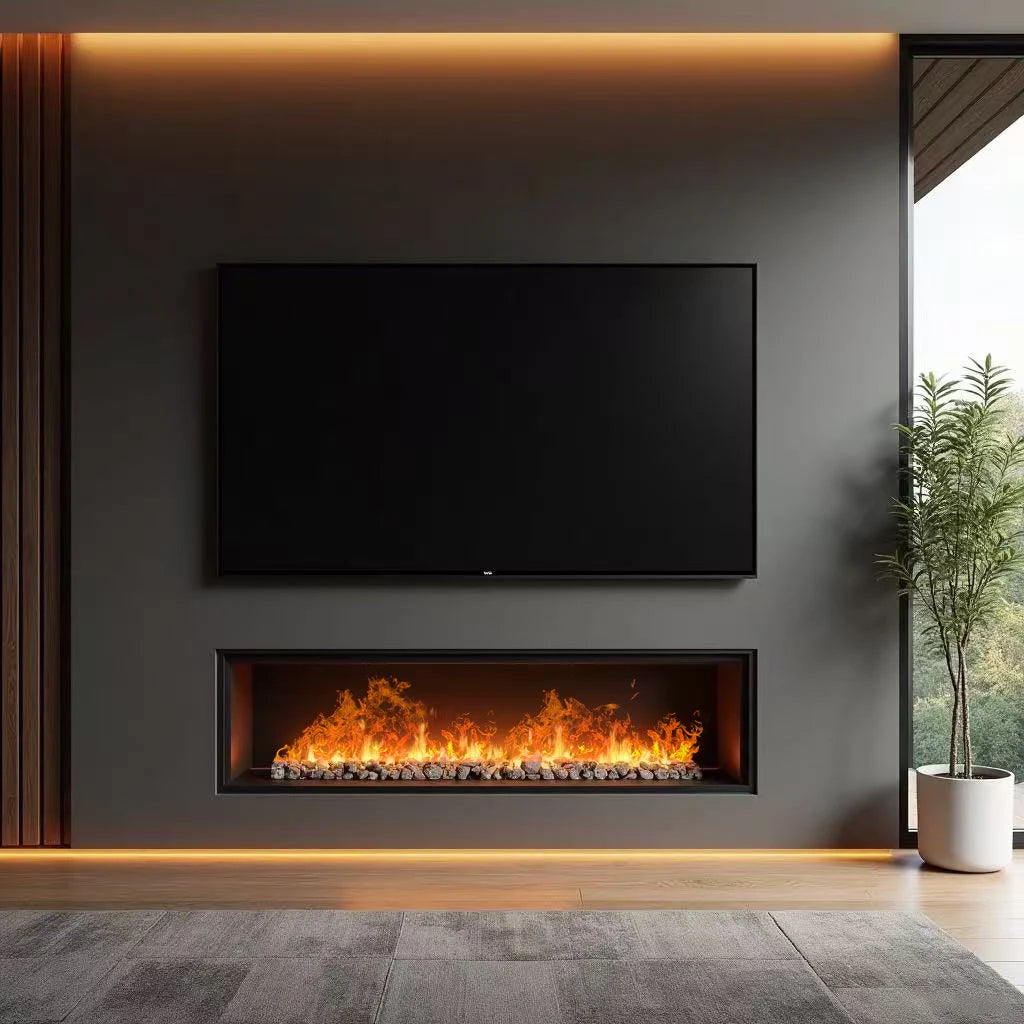 Water Vapor Fireplace Germicidal UV Lamps Customized 3D Flame Electric Fireplace Tv Stand