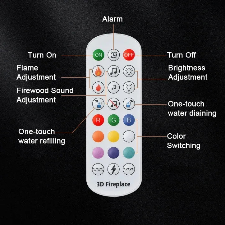 Water Electric Fireplace 3D Remote Control APP Interior Decoration Steam Mist Embedded Realistic Flame