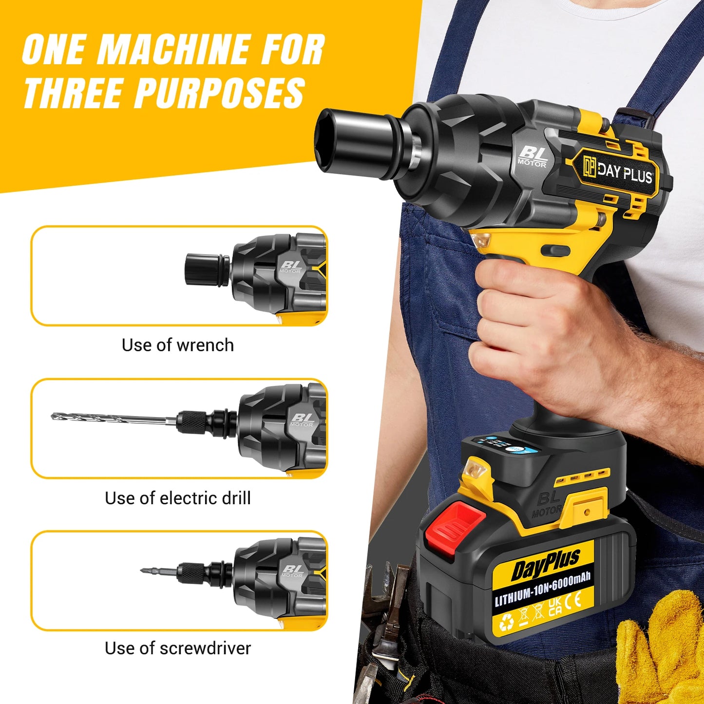 Cordless High Torque Impact Wrench Electric 750N.m, For Home Tools Kit